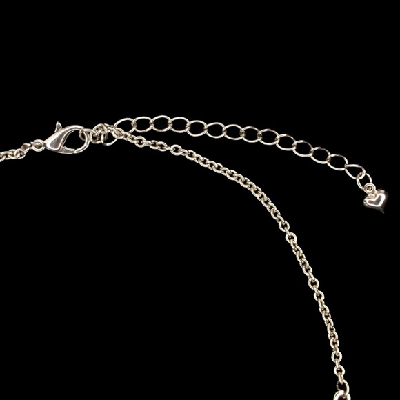 Vintage Silver Rhinestone Encrusted Heart with Charms Pendant Necklace - Picture 5 of 6